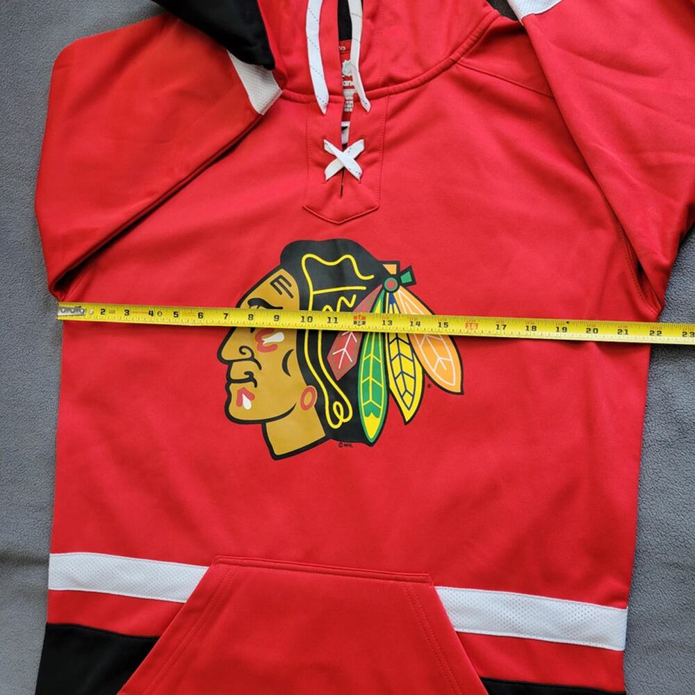 CHICAGO BLACKHAWKS Fanatics Hoodie Sweater Mens Medium Red Breakaway Lace Up - Picture 6 of 15